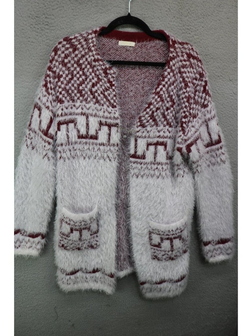 Zeva Long Sleeve Eyelash Open Front Long Cardigan-Pockets-XL-Boho-Cottagecore